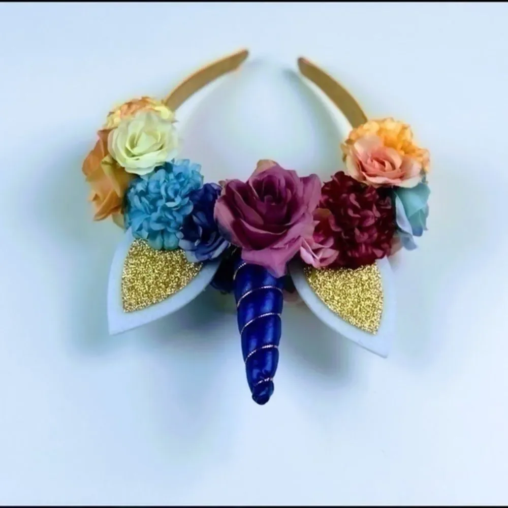 Adorable & colorful Hand-crafted Unicorn crown.
